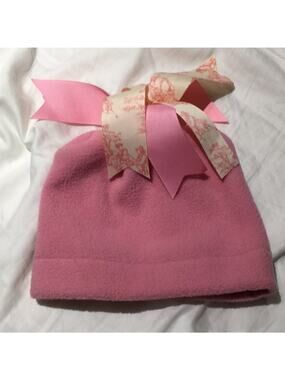 Lexy Lu Designs warm ribbon topped pink hat